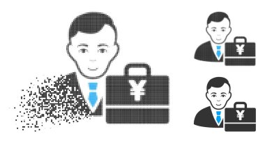 Yüz ile kırık Pixelated yarı ton Yen Accounter simgesi