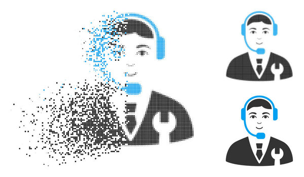 Разбитая икона босса центра телефонного обслуживания с лицом
