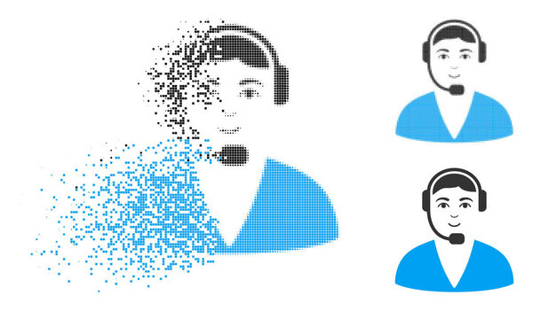 Перемещение иконки оператора центра обработки полутонов с лицом
