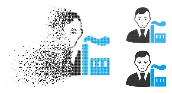 Разрушенная пиксельная икона капиталиста Олигарха с лицом — стоковый вектор