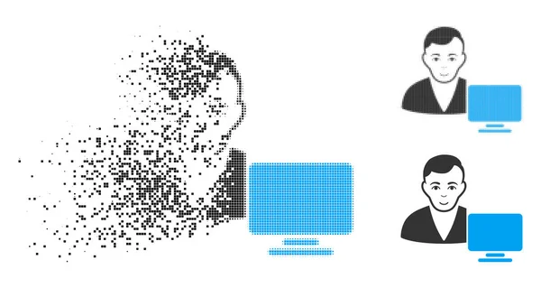 Rozdrobnione pikseli rastra komputer użytkownika ikony z twarzy — Wektor stockowy