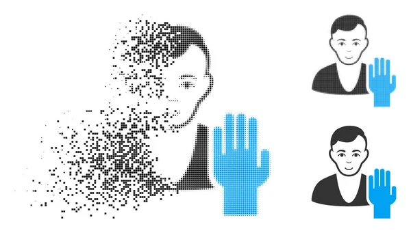 Разбросанная пиксельная икона курфюрста с лицом — стоковый вектор