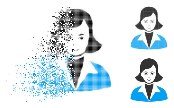 Разрушение точечной иконы леди-полутона с лицом
