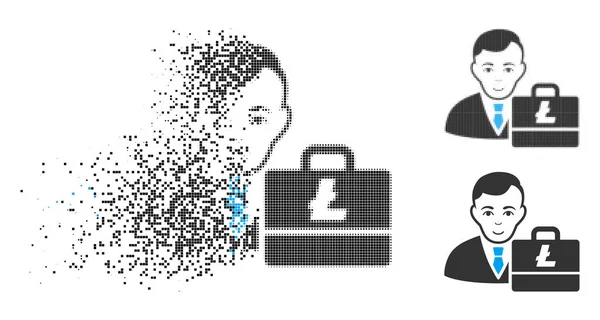 Icône de comptable de Litecoin à pois cassés avec visage — Image vectorielle