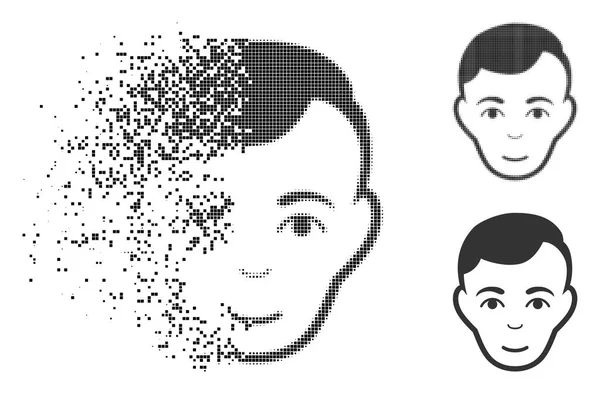 Растворенный Dot Halftone Man Icon with Face — стоковый вектор