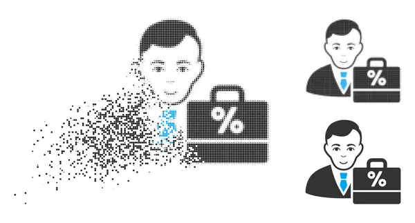 Icône de comptable fiscal demi-teinte pixelisée fracturée avec visage — Image vectorielle