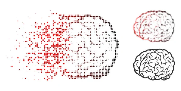 Icono cerebral de medio tono pixelado dañado — Vector de stock