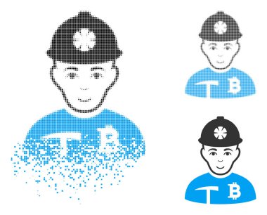 Hareketli nokta noktalı resim Bitcoin madenci simgesiyle yüz