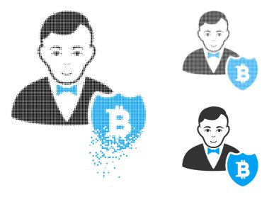 Noktalı resim Bitcoin koruyucu simge yüzü ile noktalı ışıltı