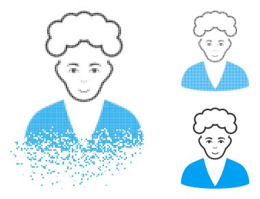 Yüz ile tahribe Pixelated yarı ton sarışın çocuk simgesi