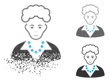 Yüz ile toz Pixelated yarı ton sarışın Bayan simgesi