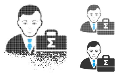 Yüz ile kırık noktalı yarım ton muhasebeci simgesi