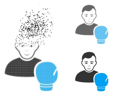 Yüz ile kırık nokta yarı ton boks sporcu simgesi