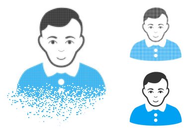 Yüz ile ışıltı Pixelated yarı ton çocuk simgesi