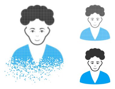 Kaybolan piksel yarı ton esmer çocuk simgesiyle yüz