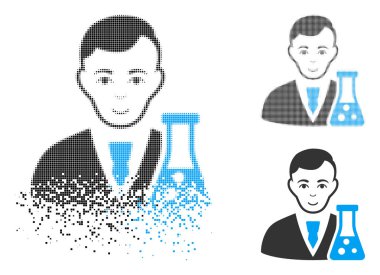 Hareketli yarı ton kimyasal bilim adamı simge yüzü ile noktalı