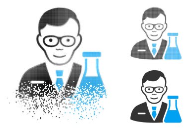 Eriterek nokta yarı ton kimyager simgesiyle yüz