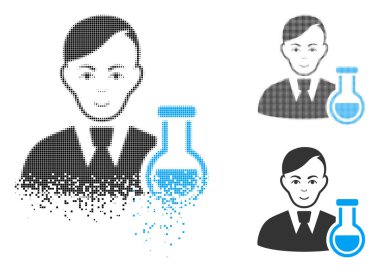 Yüz ile ayrıştırılmış Pixelated yarı ton kimyager simgesi