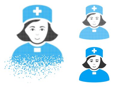 Yüz ile hasarlı Pixelated yarı ton kilise erkek doktor simgesi