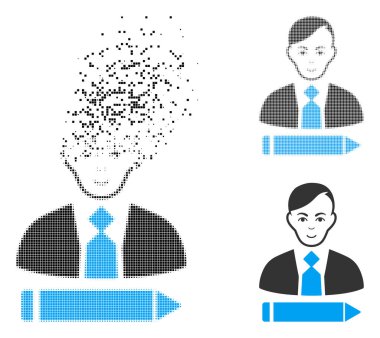 Yüz ile parçalanmış piksel yarı ton katip simgesi