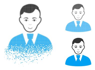 Yüz ile tahribe nokta yarı ton katip adam simgesi