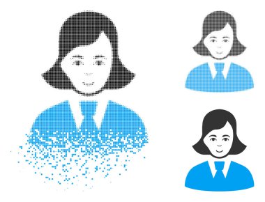 Yüz ayrıştırılmış noktalı yarı ton memuru kadın simgesiyle