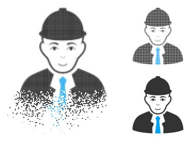Yüz ile kırık piksel yarı ton mühendis simgesi