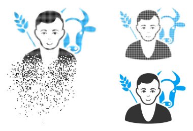 Yüz ile tahribe nokta yarı ton çiftçi simgesi