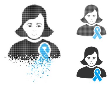 Toz piksel yarı ton kızla sempati kurdele simgesi ile yüz