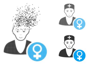 Yüz dağınık nokta yarı ton jinekolog doktor simgesiyle