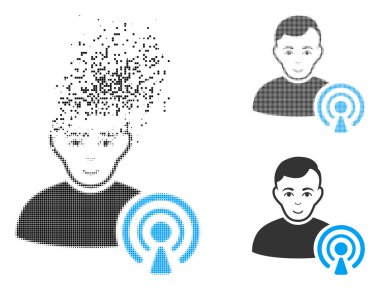Yüzü yok, pixelated yarı ton ve hasarsız tüm türevleri ile podcast yaratıcısı simgesi. Hücreleri vektör dağınık podcast yaratıcısı şekil oluşur.