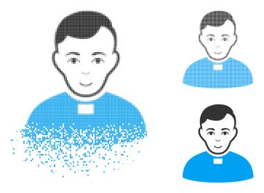 Pixelated yarı ton rahip simgesi yüz zarar