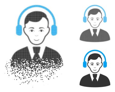 Noktalı yarım ton radyo işleç simge yüzü ile çürümüş