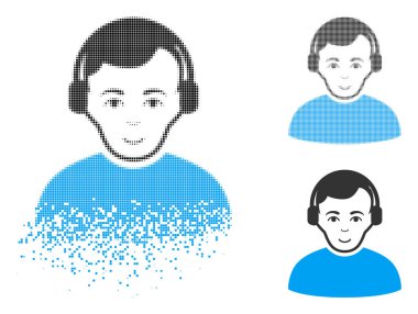 Yüz ile toz Pixelated yarı ton telsizci simgesi