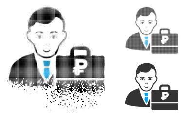 Noktalı yarım ton Rublesi Accounter simge yüzü ile harcanmış