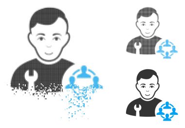 Yüz ile toz piksel yarı ton sosyal mühendis simgesi