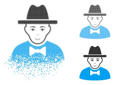 Pixelated noktalı resim casus simgesi yüz ile harcanmış