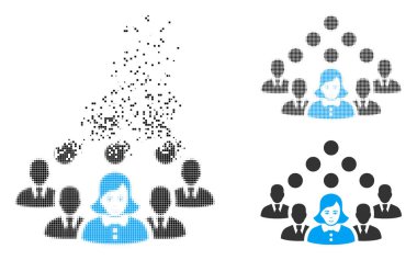 Yüz ile ışıltı piksel yarı ton personel ekibi simgesi