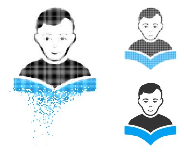 Noktalı yarım ton öğrenci simge yüzü parçalanmış