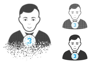 Piksel yarı ton ışıltı yüz ile 3 Prizer sporcu simgesi