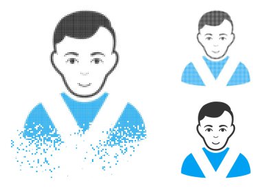 Kırık Pixelated yarı ton adam simge yüzü ile ödüllendirildi