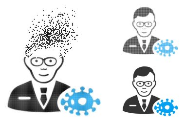 Yüz ile ayrılmış nokta yarı ton bakteriyolog simgesi