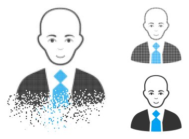 Işıltı piksel yarı ton kel patron simgesiyle yüz