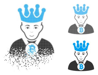 Noktalı yarım ton Bitcoin Kral simge yüzü ile çürümüş