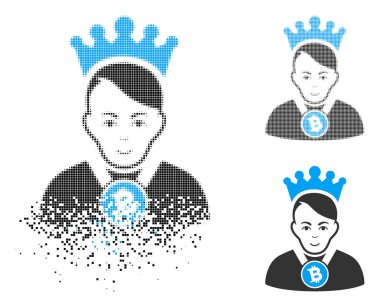 Yüz ile toz Pixelated noktalı resim Bitcoin Lord simgesi