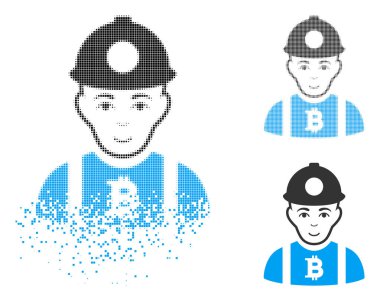 Yüz ile kırık piksel noktalı resim Bitcoin madenci simgesi