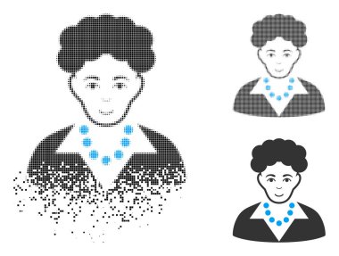 Yüz dağınık Pixelated yarı ton esmer kadın simgesiyle