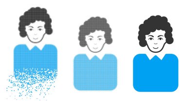 Hasarlı Pixelated yarı ton bürokrat kadın simgesiyle yüz
