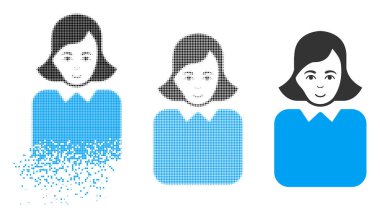 Kırık piksel yarı ton bürokrat kadın simgesiyle yüz