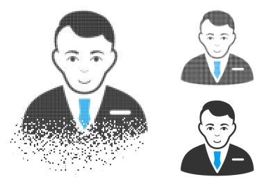 Yüz ile noktalı yarım ton işadamı simgesi çürümüş